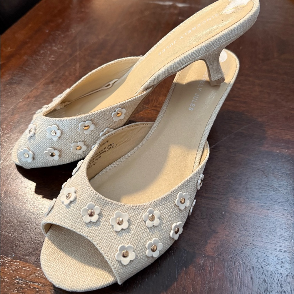 Sincerely Jules Cream Floral Mules